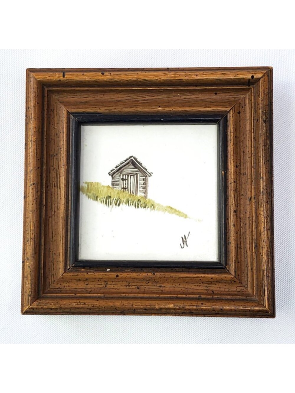 Miniature Tile Paintings By Joyce Minot, ND Rustic Wood Frames Farmhouse Country - Picture 10 of 13